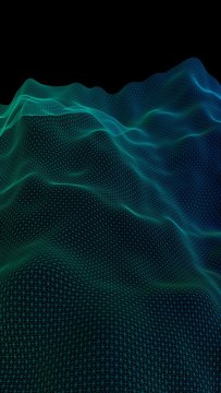 Abstract landscape background. Cyberspace grid. Hi-tech network. Vertical image orientation. 3D illustration © Plastic man