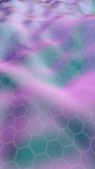 Colorful honeycomb with a gradient color on a light background. Perspective view on polygon look like honeycomb. Wavy surface. Isometric geometry. 3D illustration