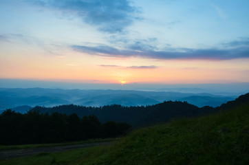 sunset in the mountains