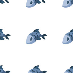 Fish cartoon vector seamless pattern