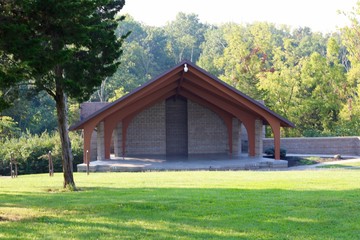 The amphitheater in the park on a summer afternoon. 