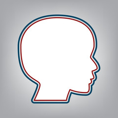 People head sign. Vector. Dark red, transparent and midnight gre