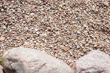 crushed stone on the seashore