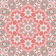 Oriental seamless geometric fabric pattern. Ethnicity ornament. Ornamental background, texture, tiled. Floral elements, mandala decor. Arabic, Islamic, moroccan, asian, indian native african motifs.
