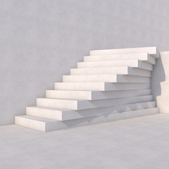 Rising arrow on staircase, increasing business. 3D