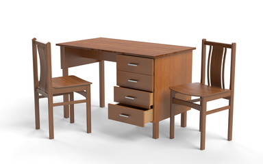 Old style chair and desk table.