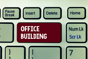 Conceptual hand writing showing Office Building. Business photo showcasing Commercial buildings are...