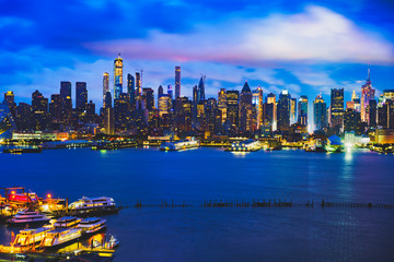 New york city skyline at dusk, NYC USA