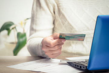 shopping and online payment by using notebook