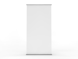 Blank roll up banner display. Template mockup. 3D