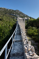 Fototapeta na wymiar Walls of Ston, Croatia, built in the 14th and 15th centuries, the longest defensive structure in Europe, sometimes referred to as the 
