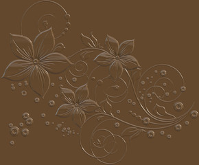 Floral chocolate background, 3d render.