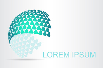  Abstract technology logo stylized spherical surface with abstract shapes.