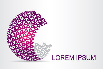  Abstract technology logo stylized spherical surface with abstract shapes.