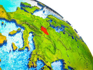 Czech republic Highlighted on 3D Earth model with water and visible country borders.