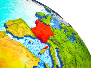 France Highlighted on 3D Earth model with water and visible country borders.