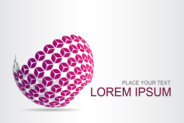  Abstract technology logo stylized spherical surface with abstract shapes.