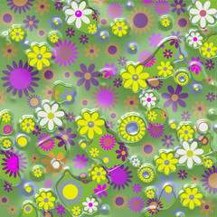 Colorful floral background, 3d illustration.