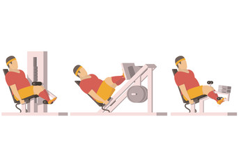 Overweight man training on exercise machine.