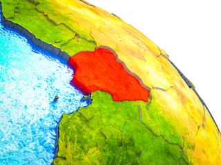 Nigeria Highlighted on 3D Earth model with water and visible country borders.