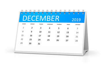 table calendar 2019 december