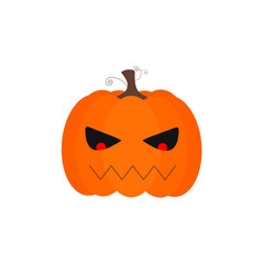 Vector of a simple pumpkin with bad face and red eyes.