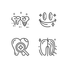 Modern set of dentist clinic icons. Premium medicine symbol collection. Vector stomatology illustration. Line orthodontic pictogram pack.