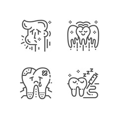 Modern set of dentist clinic icons. Premium medicine symbol collection. Vector stomatology illustration. Line orthodontic pictogram pack.