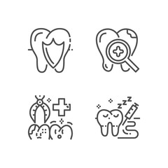 Modern set of dentist clinic icons. Premium medicine symbol collection. Vector stomatology illustration. Line orthodontic pictogram pack.