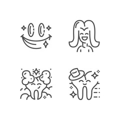 Modern set of dentist clinic icons. Premium medicine symbol collection. Vector stomatology illustration. Line orthodontic pictogram pack.