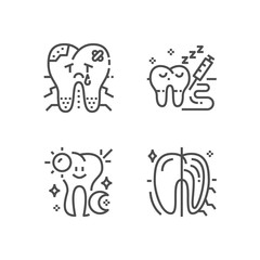 Obraz na płótnie Canvas Modern set of dentist clinic icons. Premium medicine symbol collection. Vector stomatology illustration. Line orthodontic pictogram pack.