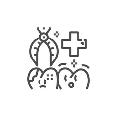Modern dentist icon. Premium medicine symbol. Vector stomatology illustration. Line orthodontic pictogram.