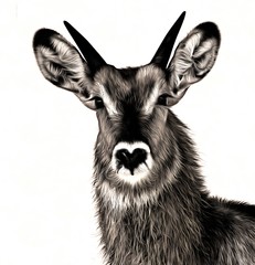 An illustration of a water buck face.