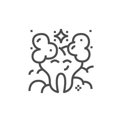 Modern clean tooth icon. Premium medicine symbol. Vector stomatology illustration. Line orthodontic pictogram.