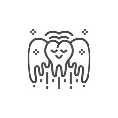 Modern happy tooth icon. Premium medicine symbol. Vector stomatology illustration. Line orthodontic pictogram.