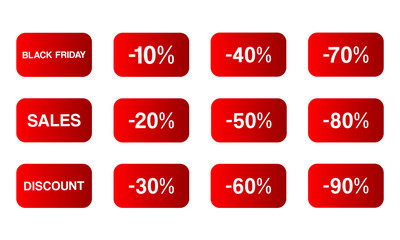 Buttons, black friday icons set, etc. On white background