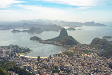 Fototapeta na wymiar Aerial view of Rio de Janeiro and Sugar Loaf Mountain - Rio de Janeiro, Brazil