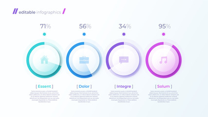 Vector modern editable infographic template with percentage diagrams