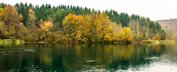Autumn colors and reflections at Plitvice Lakes National Park