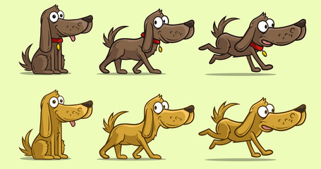 Cartoon cute dog in different positions