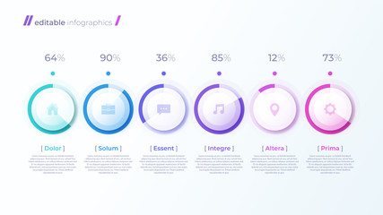 Vector modern editable infographic template with percentage diagrams