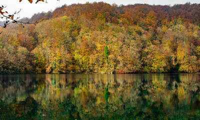 Autumn colors and reflections at Plitvice Lakes National Park