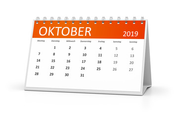 table calendar 2019 october german language