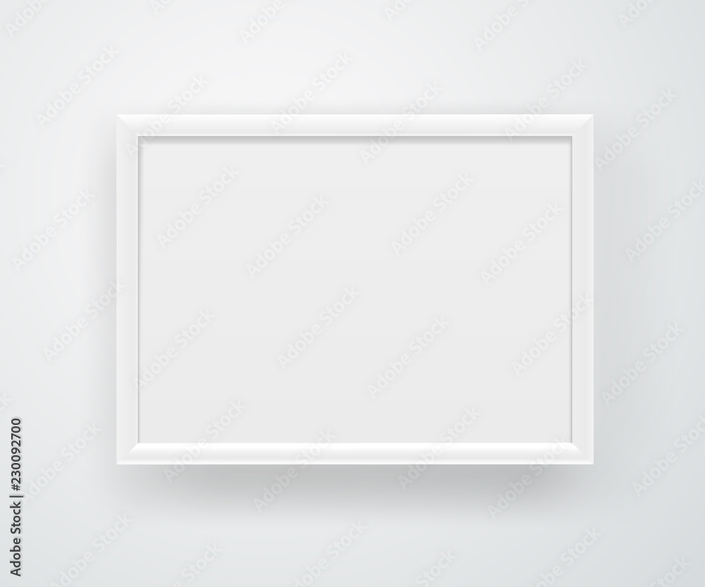 Poster Empty square white frame on a wall. Vector layout