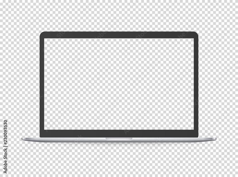 Poster Modern laptop vector mockup. Vector object isolated on transparent background