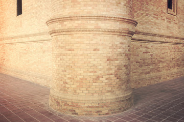 Abstract architecture. Close up of building made of bricks