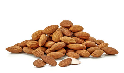 Almonds pile isolated on white background