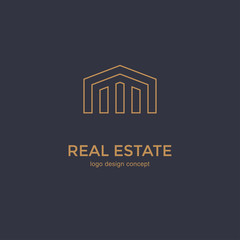 Simple line house icon. Logo Design Template.