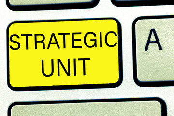 Fototapeta premium Conceptual hand writing showing Strategic Unit. Business photo text profit center focused on product offering and market segment..