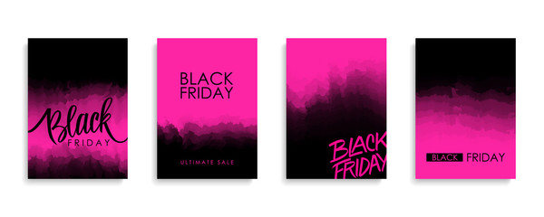 Black Friday Sale promotional flyers or covers set for black friday shopping, business, commerce, promotion and advertising. Vector illustration.